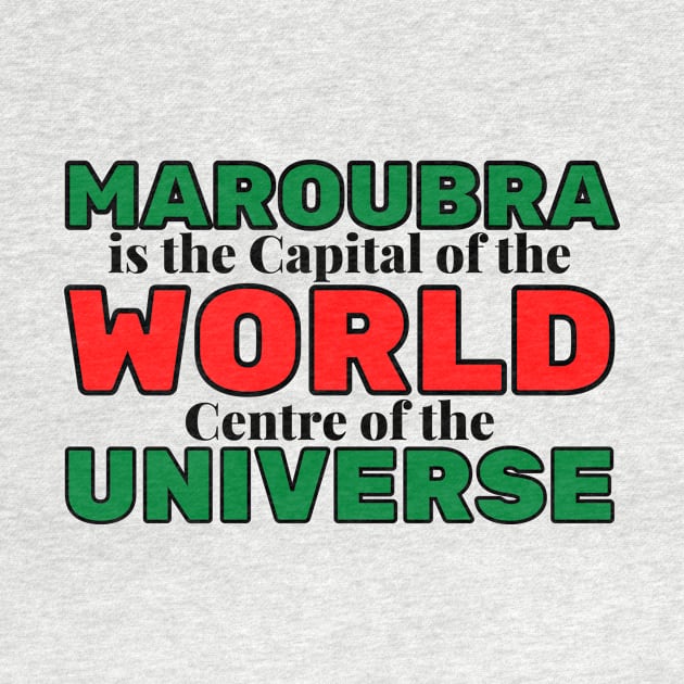 MAROUBRA IS THE CAPITAL OF THE WORLD, CENTRE OF THE UNIVERSE - GREY BACKGROUND by SERENDIPITEE